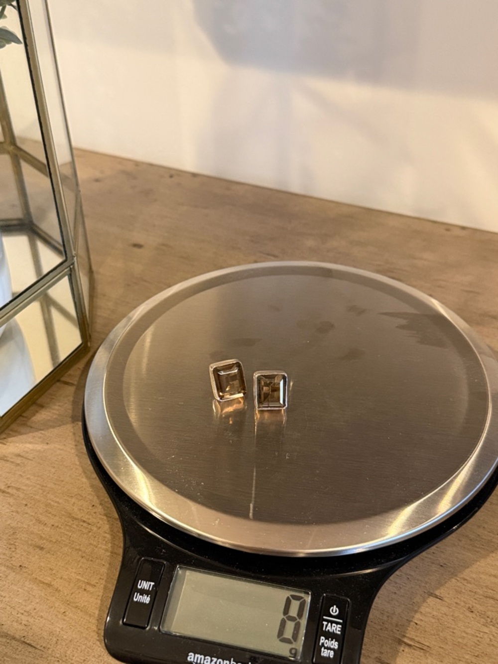 Rectangular 925 Smoky Quartz Stud Earrings